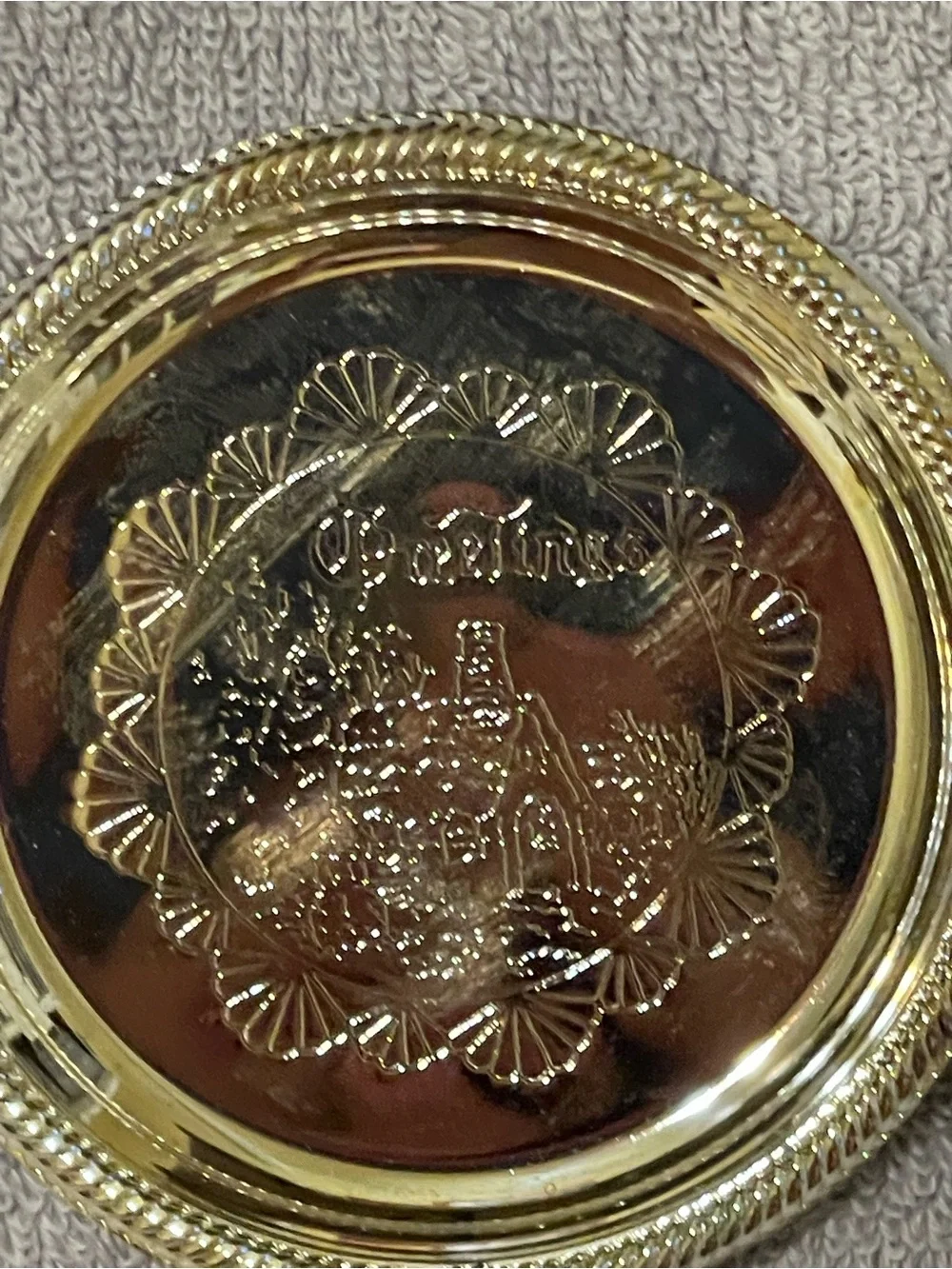Silver Decorative Wall Plate with Embossed Pattern